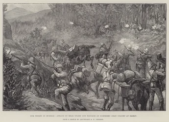 Nuestras tropas en Birmania, ataque a la retaguardia y equipaje de la columna del norte de Shan en Namlu